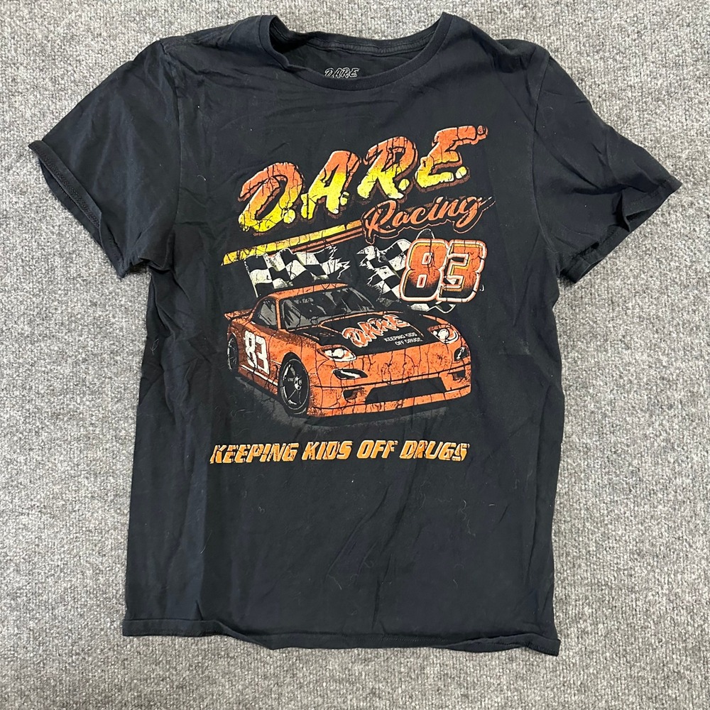 D.A.R.E. T-Shirt Mens Size M Black Racing Graphic Keeping Kids Off Drugs Cotton
